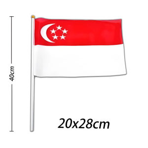 SG Ready Stock 100PCS Singapore National Waving Hand Flag with Pole 14x21cm / 20x28cm National Day Party Event Decoration Bulk Wholesale