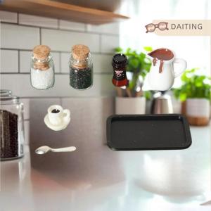 DAITING 7Pcs Desktop Scene Simulation Micro Model Parts Handmade Miniature Dollhouse Coffee Cup Model Decorative Tray Plate Accessories