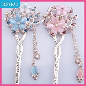 JCSYFAC  Ghim Cài tóc đá mắt mèo Kẹp Tóc Đính kim cương giả hình hoa đôi