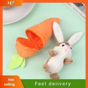 HB Mini Cute Rabbit In Carrot Plush Toys Keychain Anime Brown Lop Eared Bunny Pendant Stuffed Doll Gift