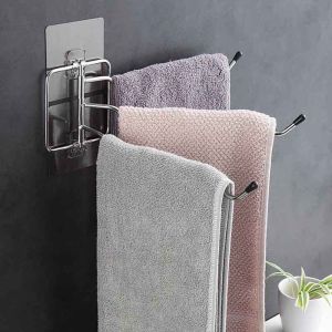180 rotation Stainless Steel Self Adhesive Bath Towel Holder Hand Towel Ring Hanging Towel Hanger Bathroom Accessories organisers