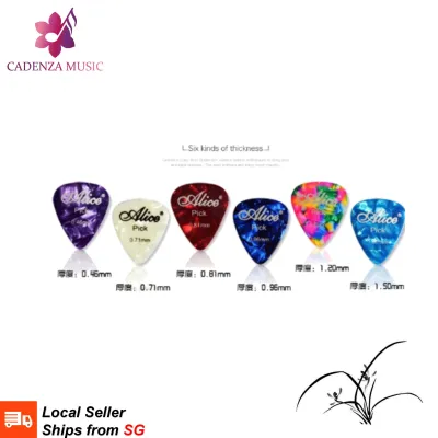 10pcs Alice Celluloid Guitar Picks Plectrums 0.46mm-1.5mm Thickness for Acoustic Electric Guitar Ukulele Accessories