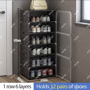 HETEE Clear View Shoe Cabinet with Dustproof Cover Space Saving shoe cabinet Stackable Storage Organizer Rack