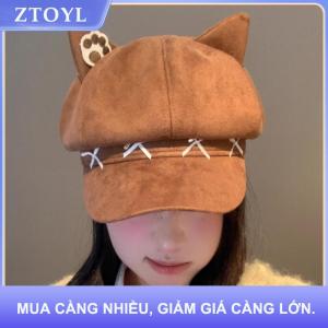 【ZTOYL】 Ngọt Ngào Cung Thiết Kế Dễ Thương Mèo Tai Mũ Nón Mũ Mùa Xuân Và Mùa Thu Du Lịch Đa Năng Họa Sĩ Mũ Cho Phụ Nữ