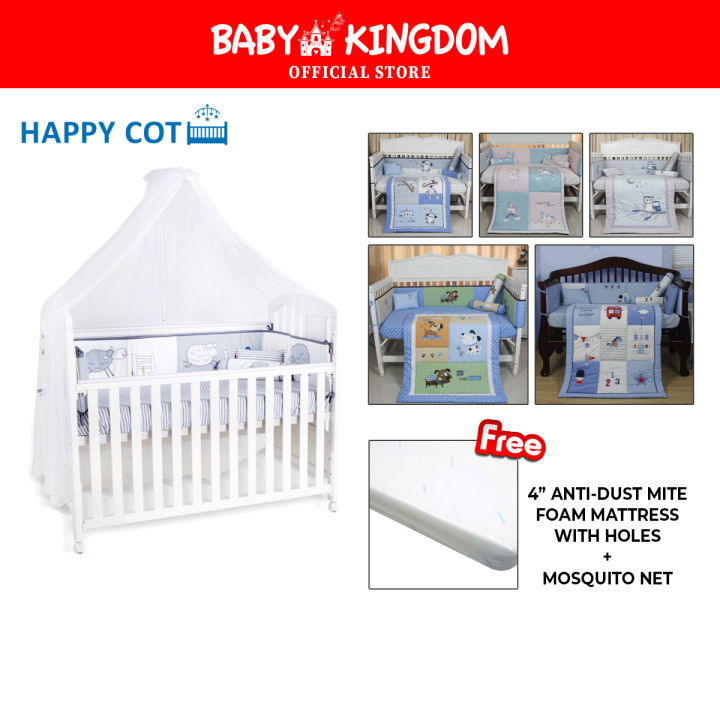 Happy Cot Happy Dream 4 in 1 Convertible Baby Cot White Anti Dust Mite Foam Mattress with Holes and Mosquito Net Lazada Singapore