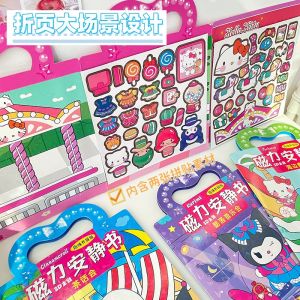 ZEEMIN Sanrio Portable Magnetic Quiet Book Girls Magnetic Educational Toys Children DIY Handmade Free Crop Sticker Book