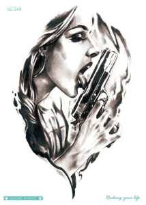 Tato Temporer Tahan Air Motif Prajurit Mata-Mata Wanita Bule - Hitam Berkilau Seri LC-544