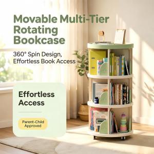 360° Rotating Bookshelf Space-Saving Childrens Floor-Standing Bookshelf Minimalist Home Design