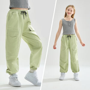 Rolanko Cargo Pants for Kids Girls Loose Hip Hop Streetwear Trousers Teenage Casual Sports Bottoms 7-16 Years