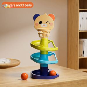 TEMI 7/5/3 Layer Rolling Slide Ball Track Tower for Baby Puzzle Rolling Baby Toys Fun Track Slide Ball Tower