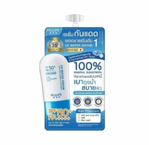 Mizumi Uv Water Serum 100% Mineral Sunscreen SPF50+PA+++ / เซรั่มกันแดด เบาดุจน้ำ สบายผิว ขนาน 5 กรัม แบบซอง