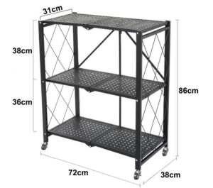 Kitchen Storage Rack For Foldable Commodity Shelf 3/4/5 Multilayer Storage Steel Storage Rack Multifunctional Storage Foldable Metal Rack Shelf Metal Storage Shelf
