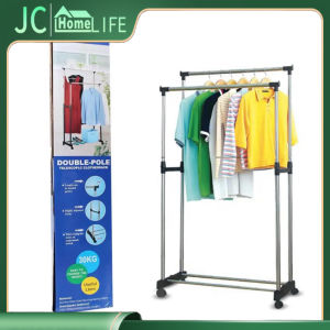 Double Pole Telescopic Clothesrack Good Quality Bar Clothes Hanger