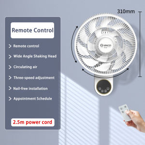 15 Blades Air Circulator Fan Inverter With Remote Control Wall Fan Electric Fan Wall Mounted Cooling Fan Ceiling Fan 2.5m Power Cord Punch-free 3 Wind Speed For Room Home Office Warehouse