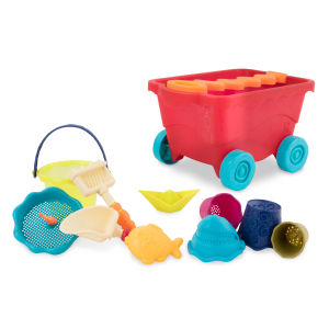 B. Toys Travel Beach Wagon with Handcart Red for Kids – Toys for Ages 18 months and Up