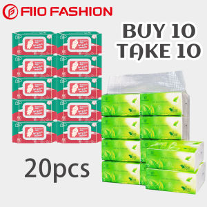【BUY 10 TAKE10】10 PCK Baby Wipes 80sheets Per Pack Convenient Portable Wipes Organic Green Tea Facial Tissue Paper 4 ply 10 Packs Tissue Napkin