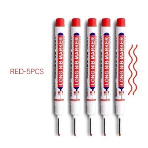 10/5PCS Deep Hole Long Nib Head Markers For Metal Perforating Pen Waterproof Bathroom Woodworking Decoration Multi-Purpose Waterproof Long Head Markers Deep Hole Marker Pen for Metal Carpenter Red/Black/Blue/Green/White Ink Woodworking Tools