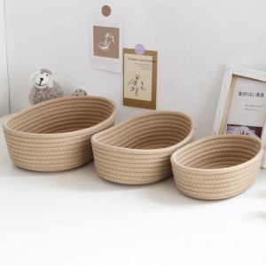 Nordic style hand Woven Cotton basket Remote Control Organiser Table Storage Basket Cosmetic storage basket