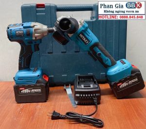 Combo 2 trong 1 gồm máy mài góc pin và máy chuyên vít pin HTC 199V Pin 15 CELL