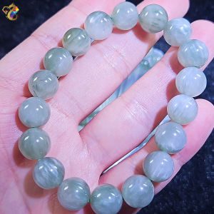 Collection Grade Rare Dual Color Tone Cat Eyes Whitish Green Rabbit Hair Rutile Quartz Bracelet