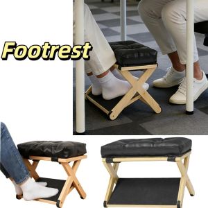 TRASTO Smooth Surface Under Desk Footrest Natural Solid Wood Non-Slip Base Office Foot Stool Posture Improvement Durable Material Solid Wood Footrest Desk Work