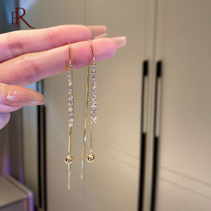 Frascati New High Sense Multiple Rhinestone Strings Sense Double-Layer Metal Ball Tassel Long Ear line Korean Fashion Jewelry For Womens Party Luxury Earrings
