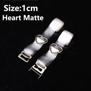 สายรัดชุดชั้นในโปร่งแสงล่องหน2คู่พร้อมตะขอโลหะหัวใจสายรัดบราปรับได้กันลื่นสายหนังคาดใหล่โปร่งแสงนุ่ม