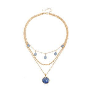 Thủ công gốm vỏ Thả vòng cổ cổ màu xanh kết thúc Lớp Thiết kế mạnh mẽ Vòng Cổ Hợp kim