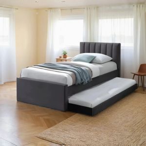 SMASIS Single Pull Out Bed Frame / Velvet Katil Bujang Solid Wood Strong Durable