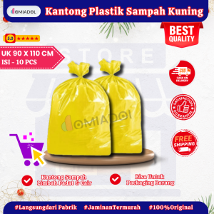 Kantong Sampah Kuning Besar Ukuran 90x110 cm (Plastik Limbah Rumah Sakit) - Isi 10 Pcs