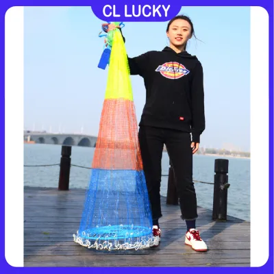 Fishing net 4.2M American Frisbee Manual Throwing Net 420CM Diameter Color Fishing Net American version of the color fishing net Easy-to-use Fishing Gear Durable Fishing Net Hand-Throwing Fishing net Exquisite fishing net