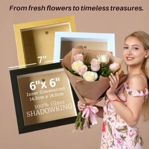 ShadowKing 6x6 Inches GLASS ShadowBox Shadow Box Frame For Flowers Hollow Box Art