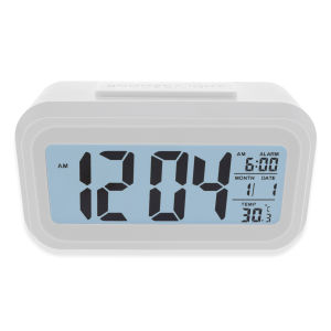 Jam Meja Alarm LCD Digital Clock 210 monochrome white Light