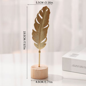 Metal Table Ornaments Decorative Crafts Sulit Matibay Anti Rust Hollow Design Wooden Base Living Room Ginkgo Leaf