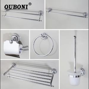 LDIES Bathroom Accessories Sets Chrome Finished Towel Rack Towel  Bar Towel Ring Paper Holder Toilet Brush Holder With Pattern M2Y9T
