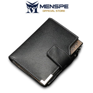 MENSPE Men Wallet PU Soft Leather Short Wallet Business Retro Multi-Card Slot Clasp Vertical Wallets Travel Purses Coin Pouch ID Credit Cards Holder