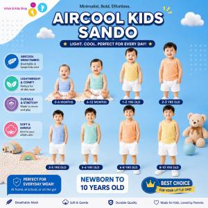 6 Pcs Sando Set Aircool Colored For Baby Boy Kids Soft Comfortable Pambahay 0 to 10 yrs Old