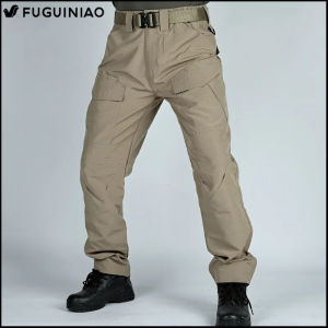 FUGUINIAOIX5 ยุทธวิธีผู้ชายกางเกงปีนเขาแคมป์ทหารทำงานกลางแจ้งฤดูร้อนสีเขียว