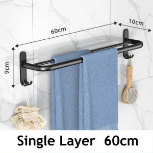 Premium Black Aluminum Towel Bar Wall Mounted Rack Bathroom Shower Hand Towel Holder Kitchen Towel Hanger