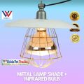 Metal Heat Lamp Shade with Net + Bulb Guard Brooder Lamp Brooder Heat Lamp with variant Infrared Bulb  housing for pigs. 