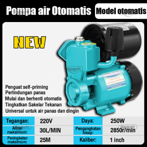 REAIM Pompa Booster Rumah Tangga 250W - Hemat Listrik Tanpa Kebisingan untuk Shower & Keran Tahan Lama untuk Apartemen/Hotel (Bahan Stainless Steel)