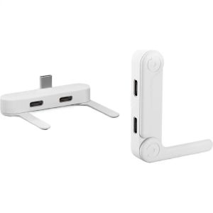 Foldable Bracket Type-C Headphone Adapter with Phone Stand Fast Charging Audio Converter Desktop Mobile Gaming Music Listening