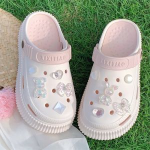[Free Shipping] Gorgeous Sweet And Creative Rhinestone-Studded Clogs With A Heart Design Perfect For WomenS Summer Outdoor Vacations And Beach Wear