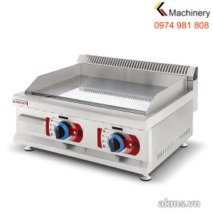 Bếp chiên phẳng gas Marchef GG-600D công suất nhiệt 2.7kW x 2 mặt chiên bằng thép A3 dày 16mm mạ Crom chống đen