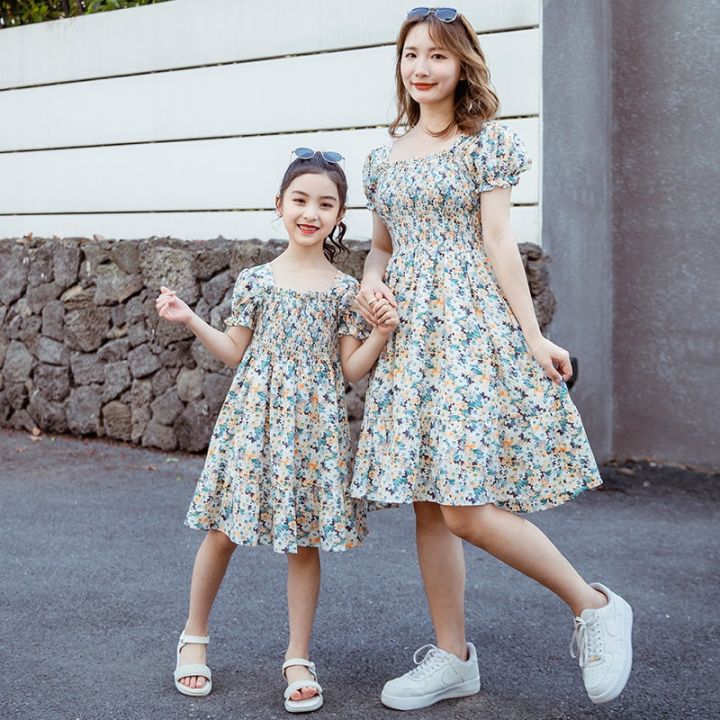 puff sleeve dress plus size mother and daughter terno dress twinning dress  mother and daughter Net red children's clothing mothers and women dressing  foreign dresses | Lazada PH