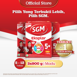 SGM Eksplor 5+ dengan IronC Susu Bubuk Rasa Madu 3x900gr - Untuk Usia 5-12 Tahun