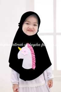 Kerudung Anak Instan Motif Unicorn Warna-Warni Usia 4-7 Tahun