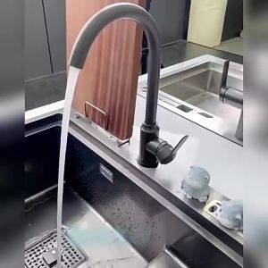 Balcony Faucet Single Pipe Cold Water 304 Stainless Steel Kitchen Faucet 180 Degree Rotating Large CurvedFast shipping