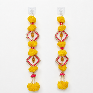 Decorative Artificial Flower & Beads Door Hanging | Side Toran for Main Door Festivals Diwali & Home Entrance Decor (Size- 21 Inches | Pack 1 Pc)