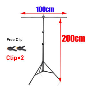 T-Shape Portable Backdrop Stand Adjustable Photo Background Support 2 Spring Clamps for Photography Studio Video Streaming